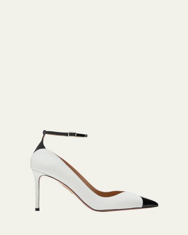 Pinot Bicolor Leather Ankle-Strap Pumps